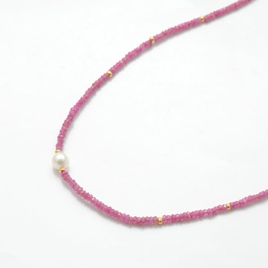 925 Sterling Silver Ruby & Pearl Beaded Necklace – Elegant Gift - view 3