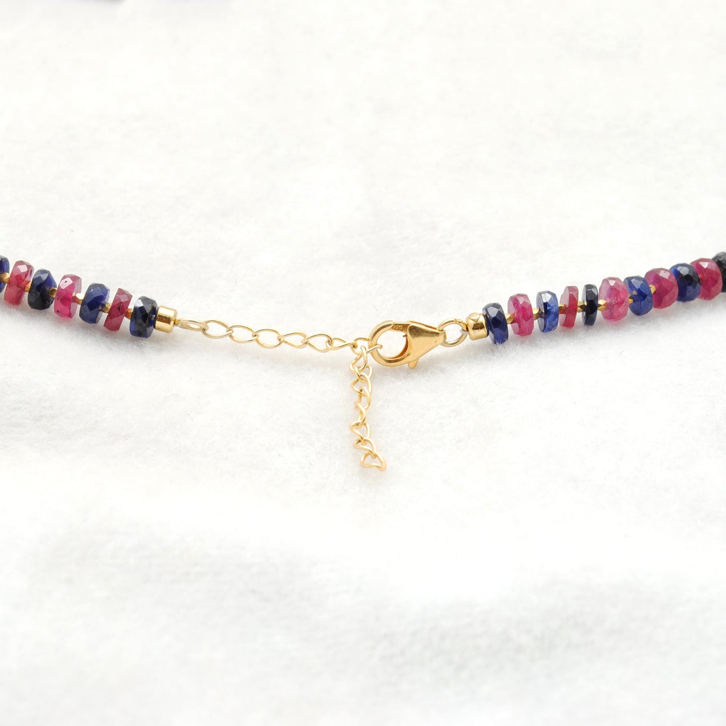 925 Sterling Silver Ruby & Sapphire Beaded Necklace – Gift for Her