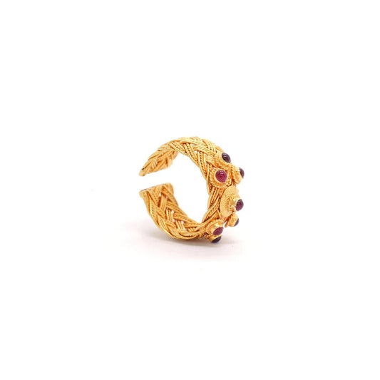18k Solid Gold Ruby Gemstone Adjustable Band Ring – Elegant Gift for Her - view 3