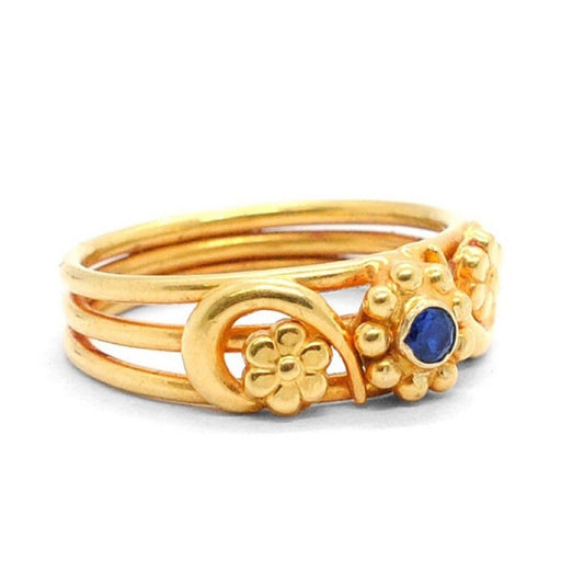 18k Yellow Gold Wedding Floral Ring 6 US - view 3