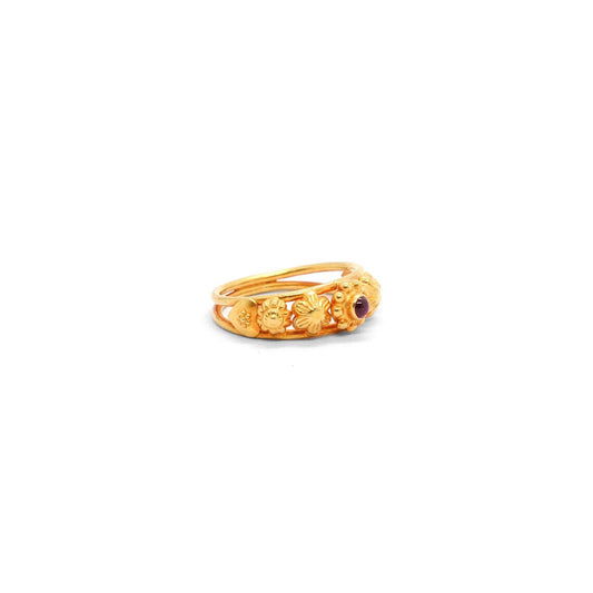 18k Solid Yellow Gold Vintage Floral Engagement Ring 6 US - view 3