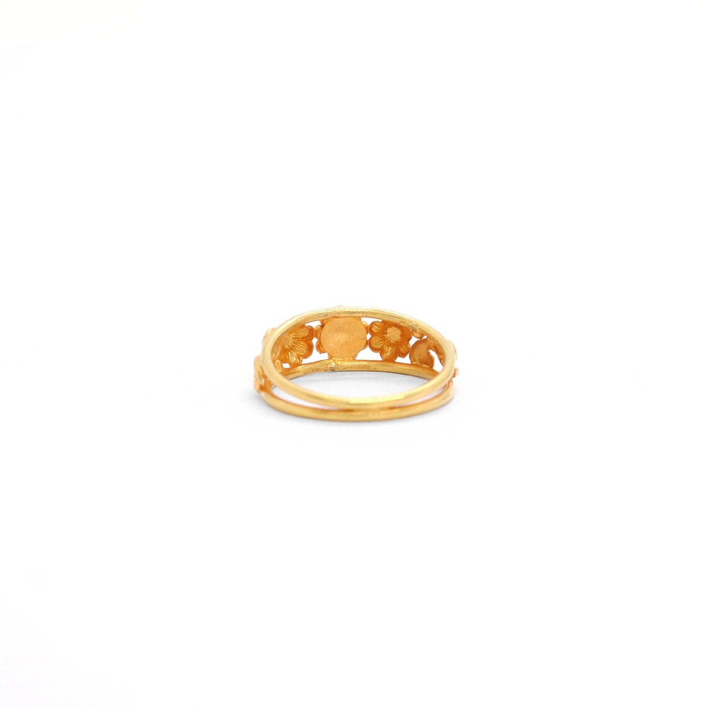 18k Solid Yellow Gold Floral Victorian Ring 7 US
