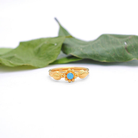 18k Solid Yellow Gold Antique Solitaire Ring 7 US