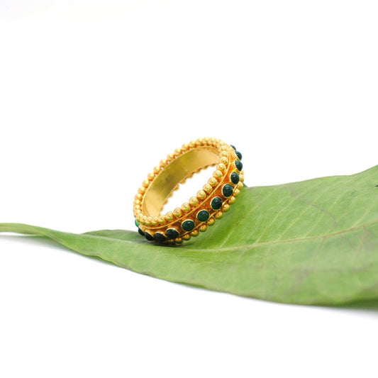 18K Solid Yellow Gold Statement Band Ring 8.5 US