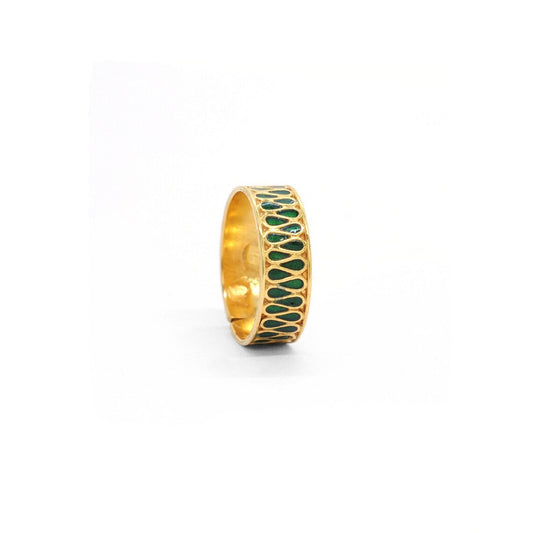18k Solid Yellow Gold Adjustable Statement Band Ring - view 3