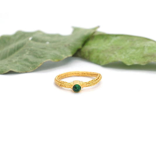 18k Solid Yellow Gold Stone Studded Engagement Ring 8 US