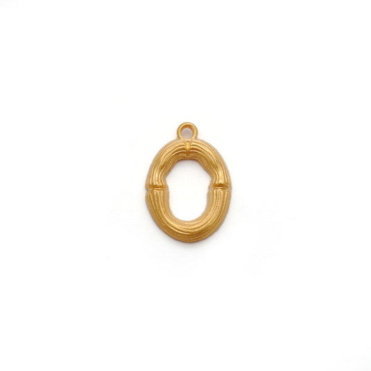 18k Solid Yellow Gold O Initial Letter Charm Pendant - view 3