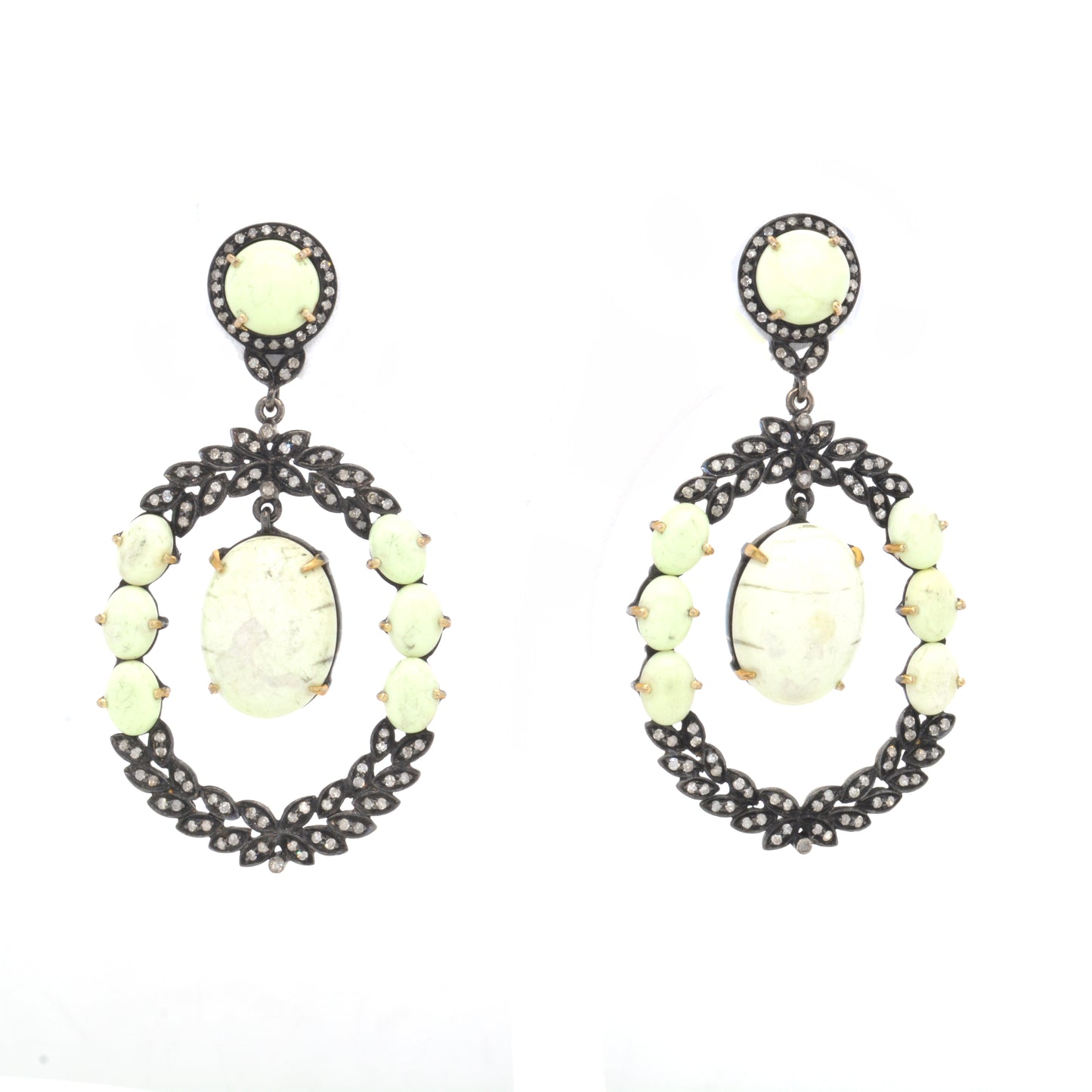 925 Sterling Silver Stylish Agate Gemstone Dangle Earrings