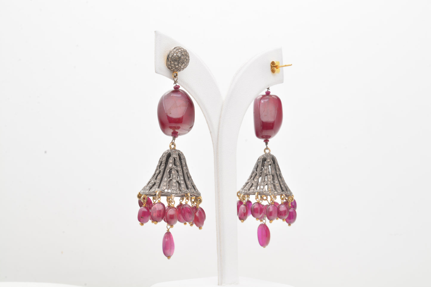 925 Sterling Silver Exquisite Handcrafted Ruby Chandelier Drop Earrings