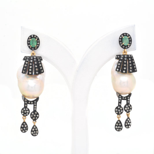 Opulent Pearl 925 Sterling Silver Chandelier Earrings