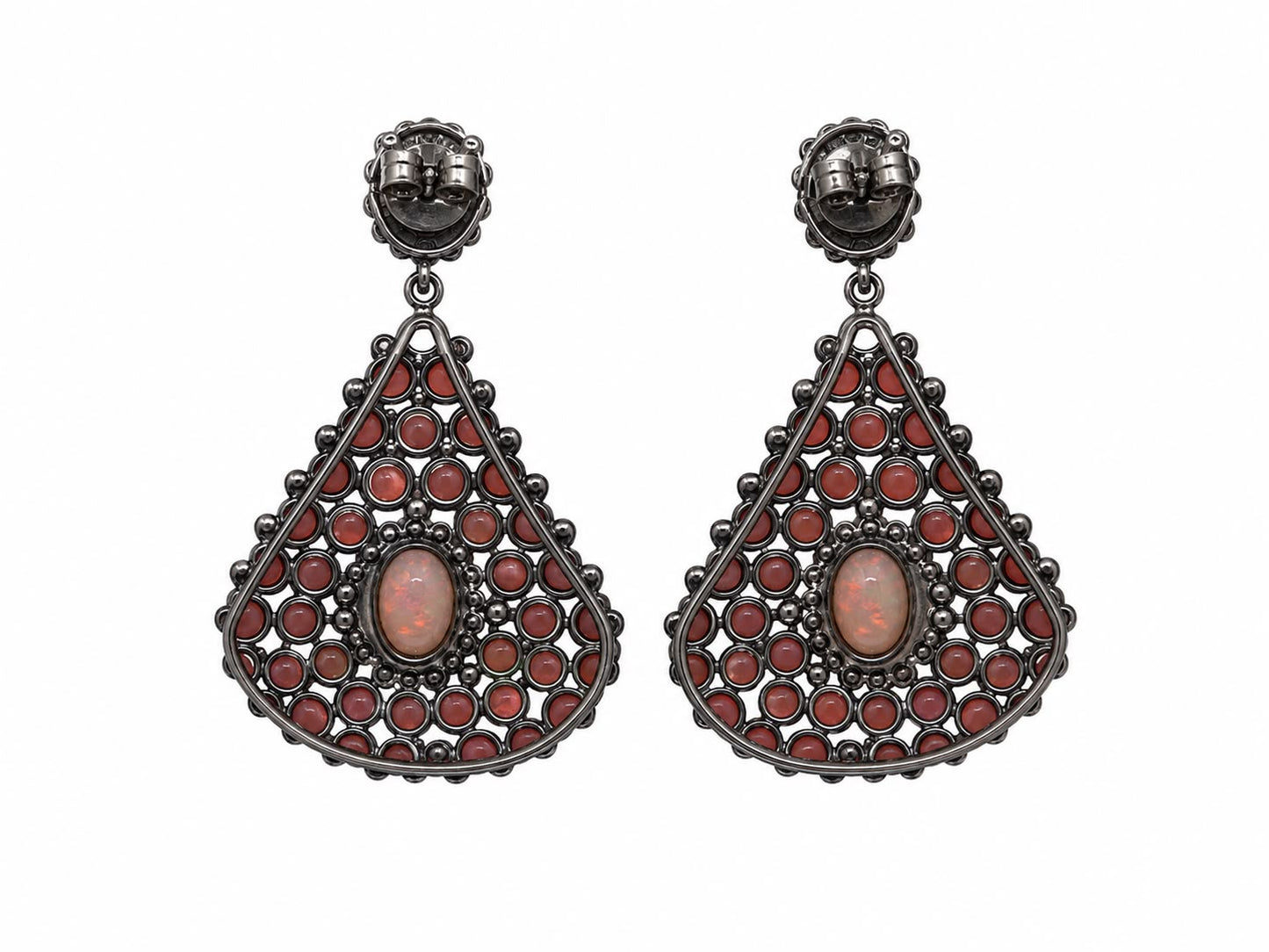 Coral Crown Drop Earrings
