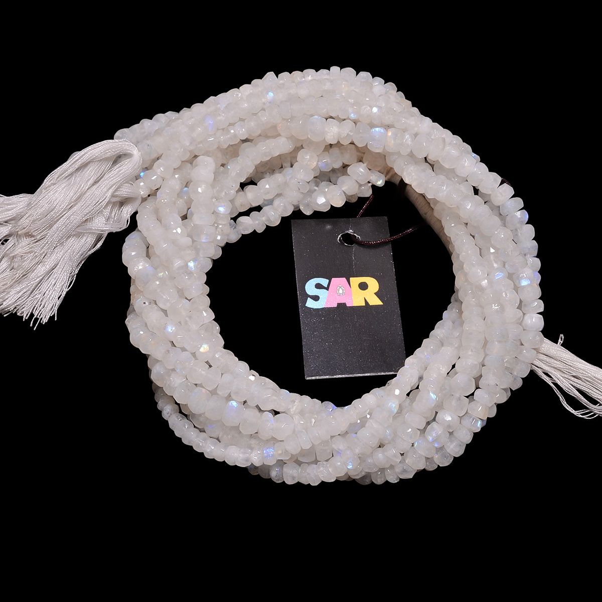 Rainbow Moonstone 5.5-6mm Faceted Roundel Beads Strand, Rainbow Moonstone Faceted Roundel Beads, Rainbow Moonstone