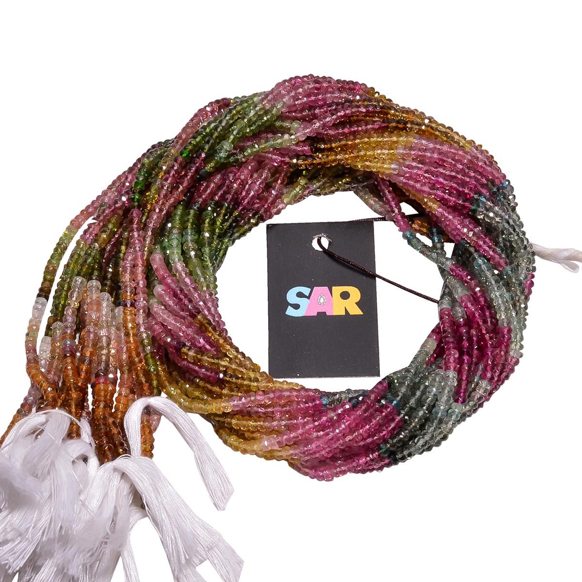 Tourmaline Stone AAA+ Quality Multi Color Beads in 3-3.5mm-Roundel Shape