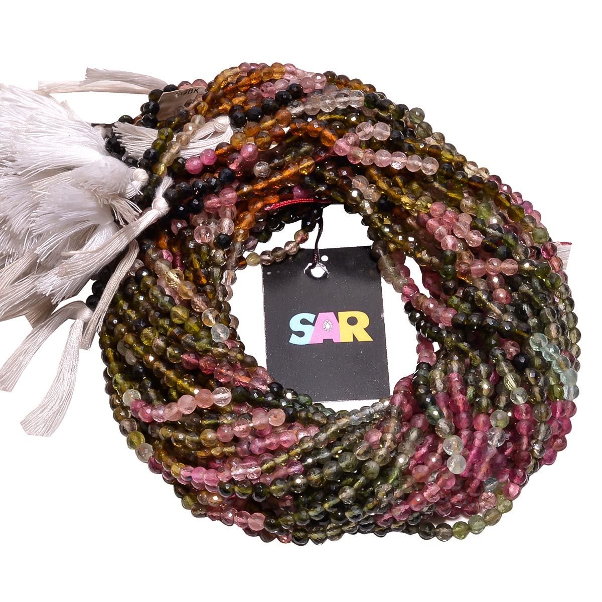 Multi Tourmaline Stone Faceted Beads-AAA Quality, 3.5-4.5mm in Round Shape