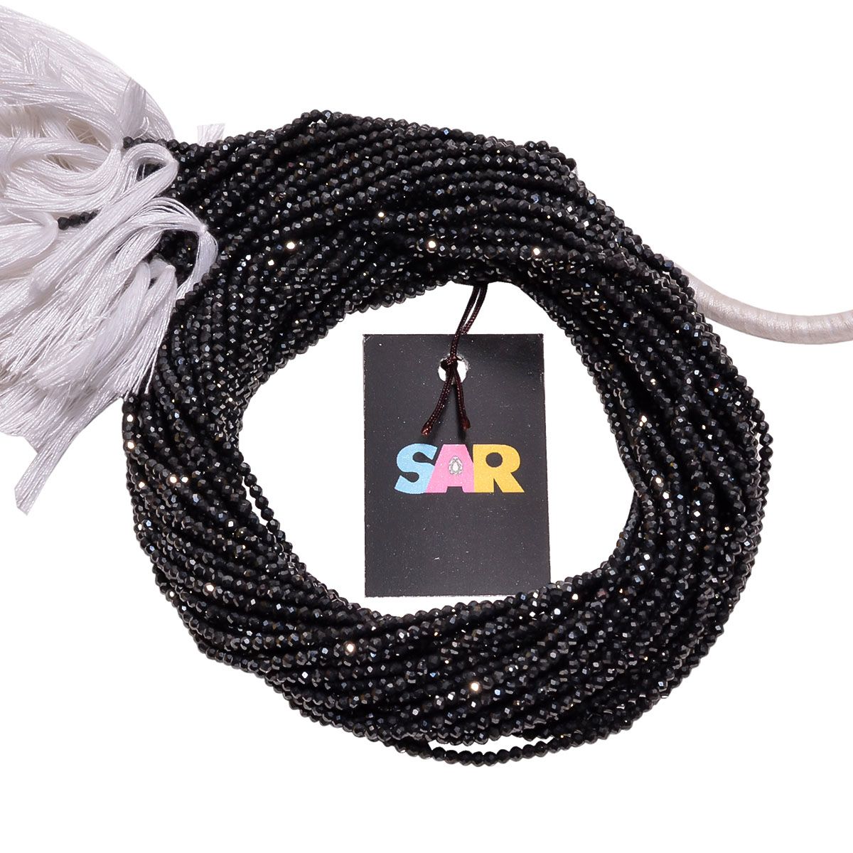 Black Spinel Micro Faceted Coated Beads, 2.4mm Size in Round Shape.