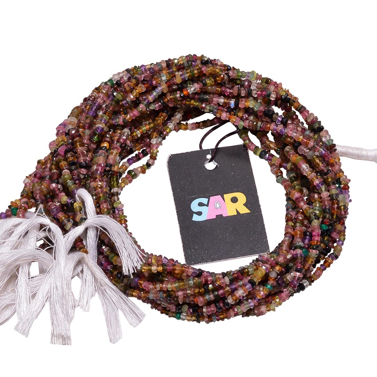 Tourmaline Faceted Beads-B Quality Multi Color in Roundel Shape (3mm)