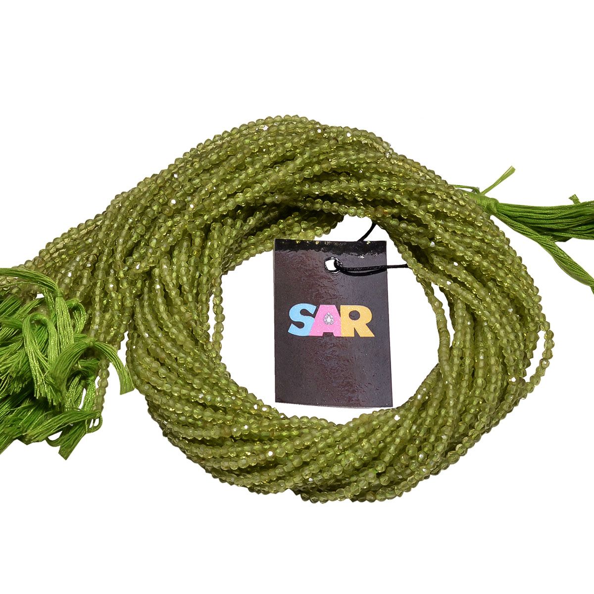 Peridot Stone Faceted Beads Strand in 3mm size (Round Shape)