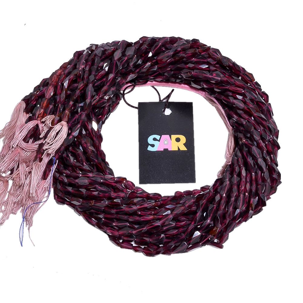 Garnet Faceted Beaded Beads- Cube Shape (6x4-8x4mm)