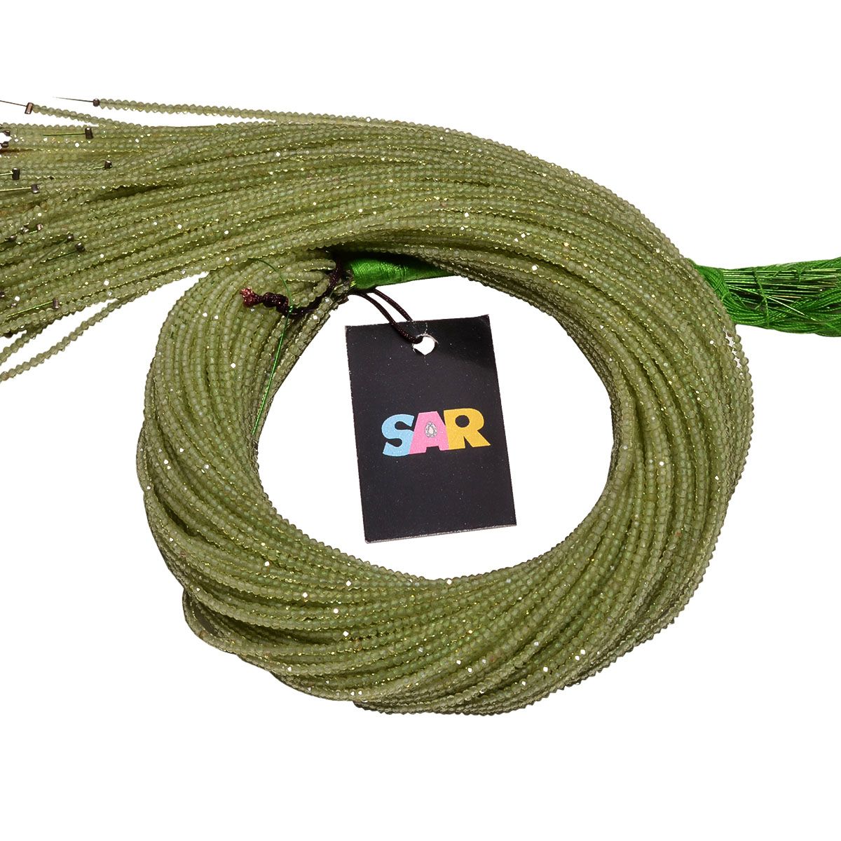 Peridot Semi Precious Micro Faceted Beads Strand-Roundel Shape (2mm)