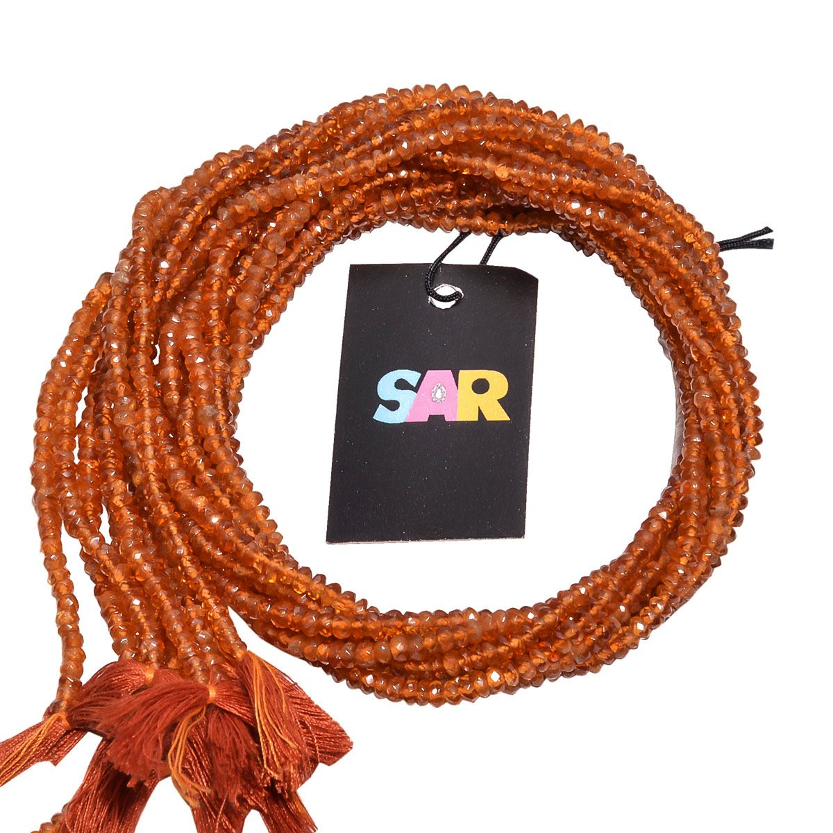 Spessartite Garnet Faceted Roundel Beads - 3.5-4mm in Size