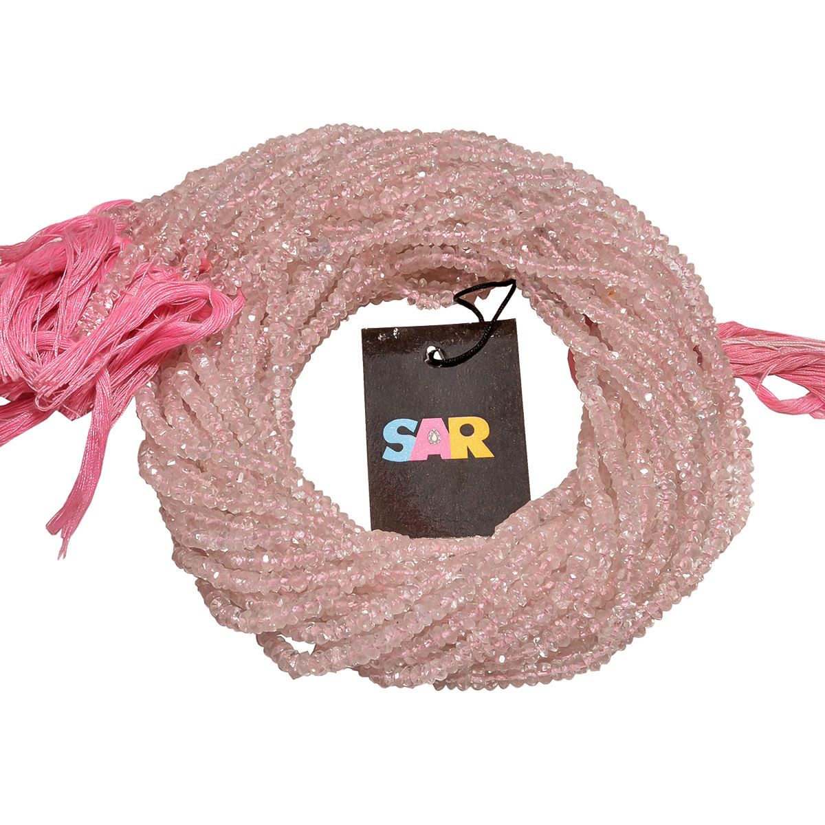 Rose Quartz (Hand Cut) 4mm Faceted Roundel Beads Strand, Rose Quartz Faceted Roundel Beads, Hand Cut Rose Quartz