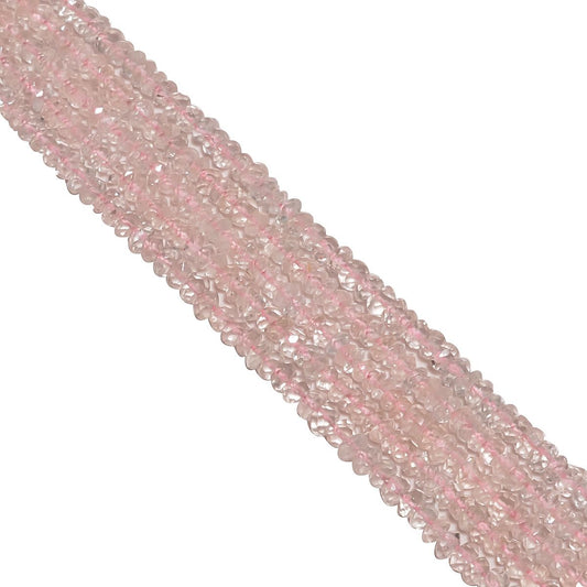 Rose Quartz (Hand Cut) 4mm Faceted Roundel Beads Strand, Rose Quartz Faceted Roundel Beads, Hand Cut Rose Quartz