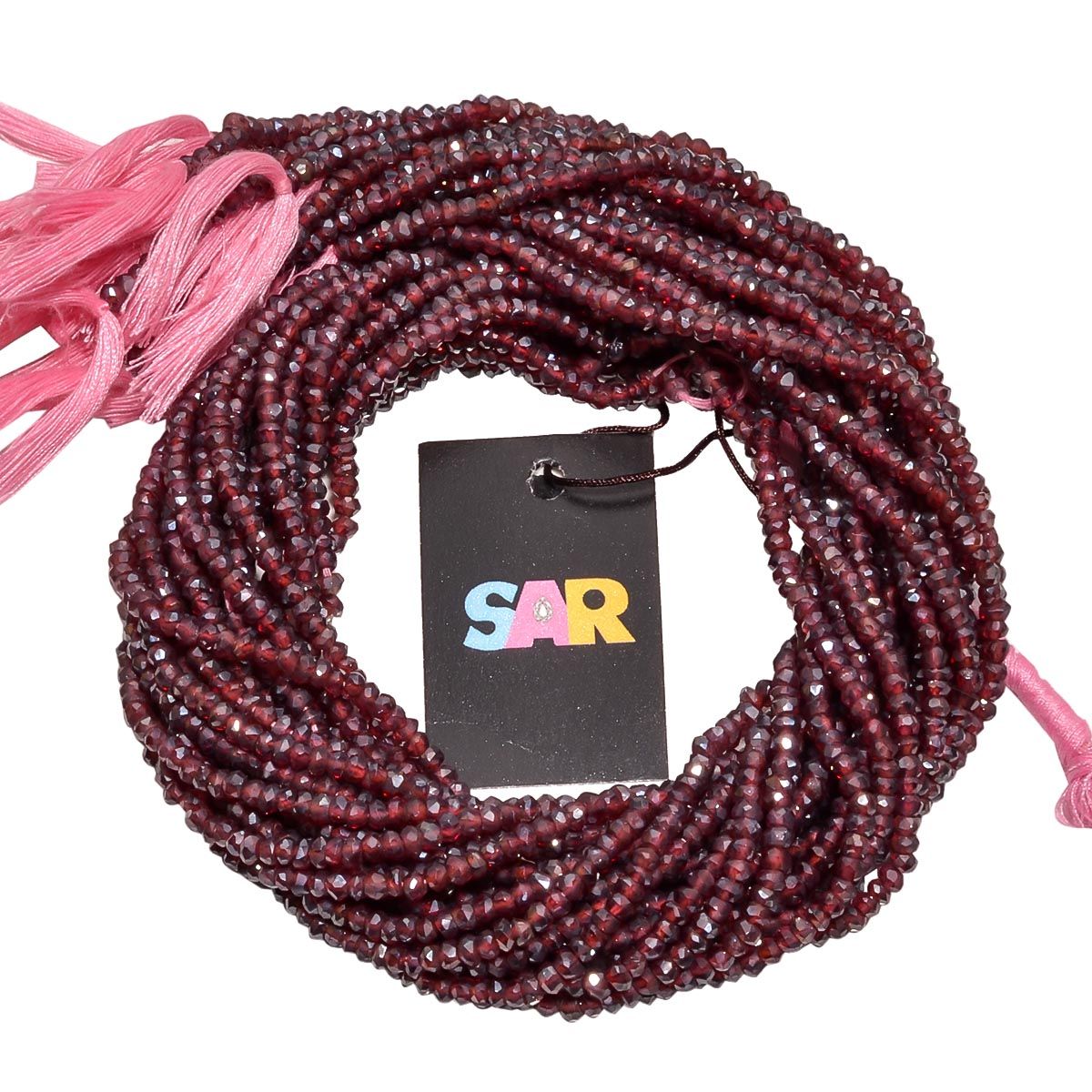 Garnet (Coated) 3-3.5mm Faceted Roundel Beads Strand, Coated Garnet Faceted Roundel Beads, Coated Garnet