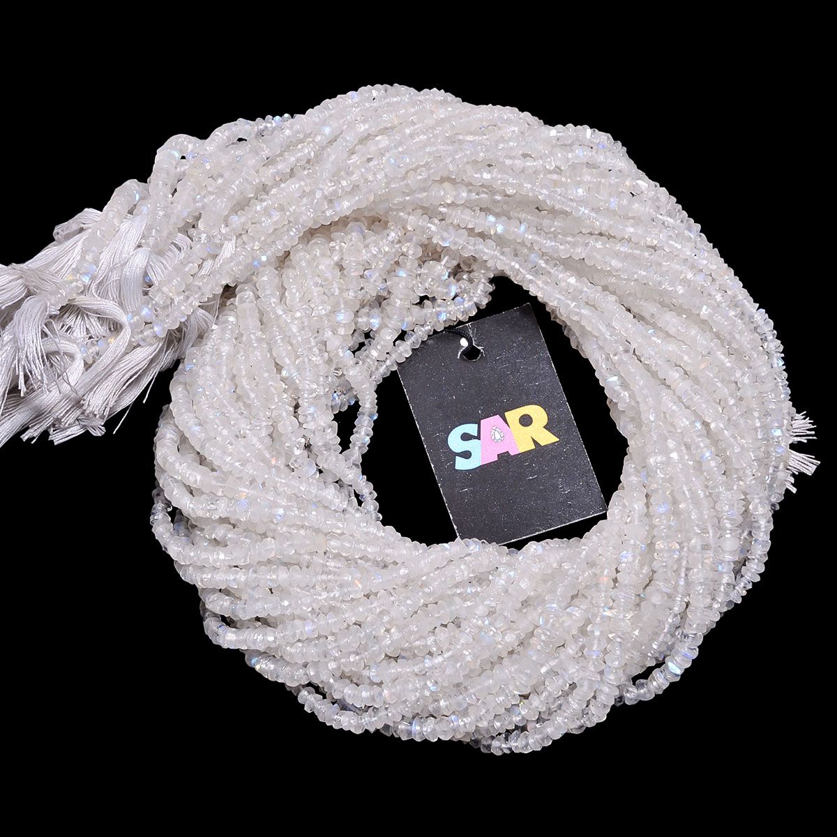 Rainbow Moonstone 4mm Faceted Roundel Beads Strand, Rainbow Moonstone Beads Strand, Rainbow Moonstone Roundel Beads