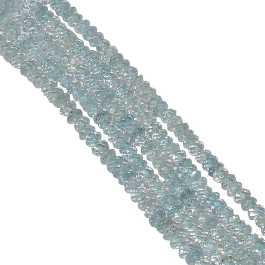 Aquamarine 4-4.5mm Faceted Roundel Beads Strand, Aquamarine Faceted Roundel Beads, Aquamarine Stone Beads Strand,