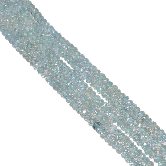 Aquamarine 4-4.5mm Faceted Roundel Beads Strand, Aquamarine Faceted Roundel Beads, Aquamarine Stone Beads Strand, - view 3