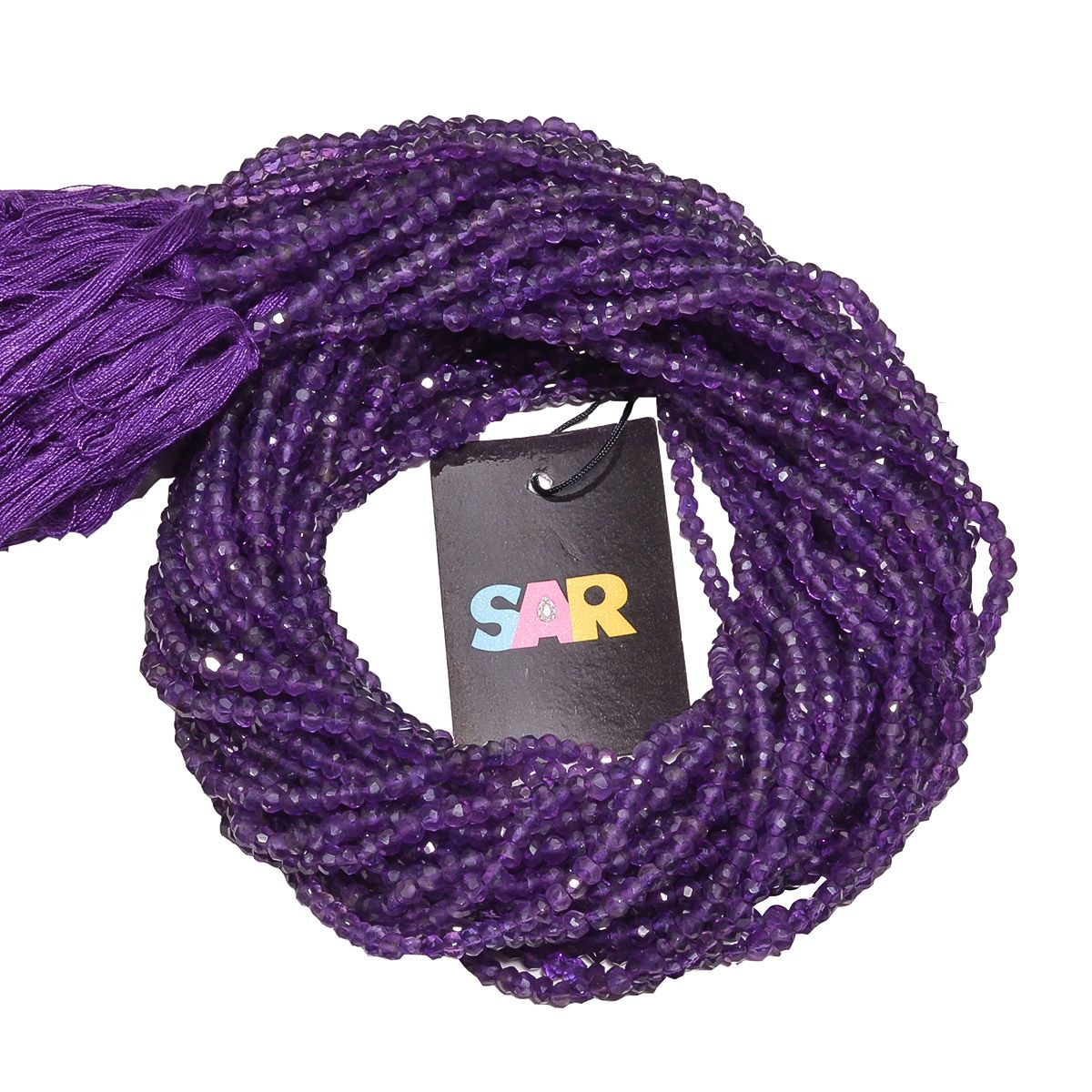 Dark Amethyst Faceted Beads - African Amethyst 3.5mm in Roundel Shape