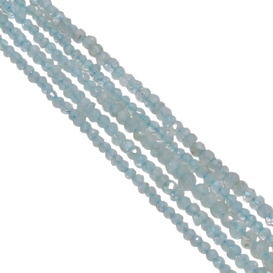 Aquamarine 3-3.5mm Faceted Roundel Beads Strand, Semi Precious Stone Beads, Aquamarine Faceted Roundel Beads