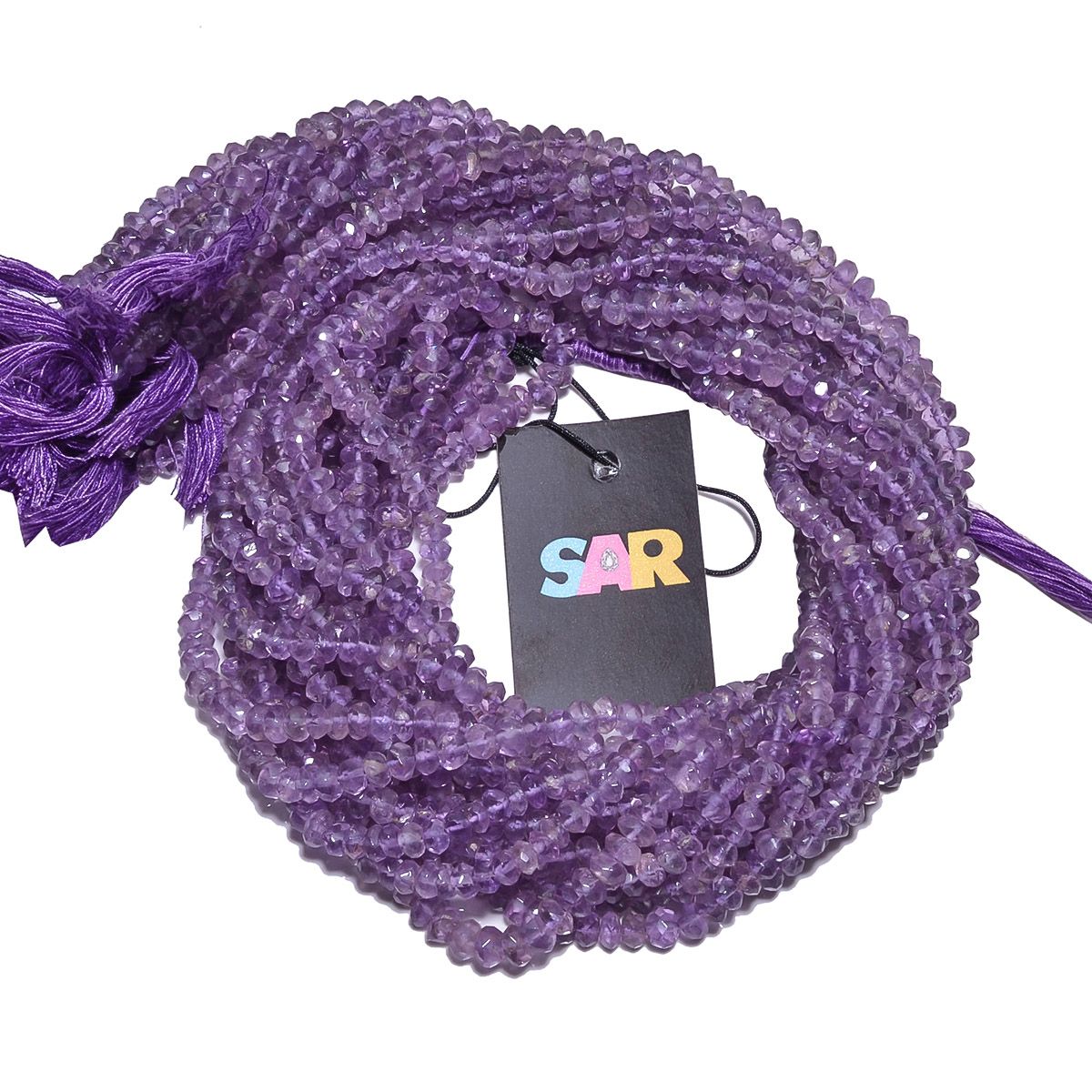 Lite Amethyst Faceted Roundel Beads,Brazil Amethyst Faceted Roundel Beads (4.6-5.5mm)