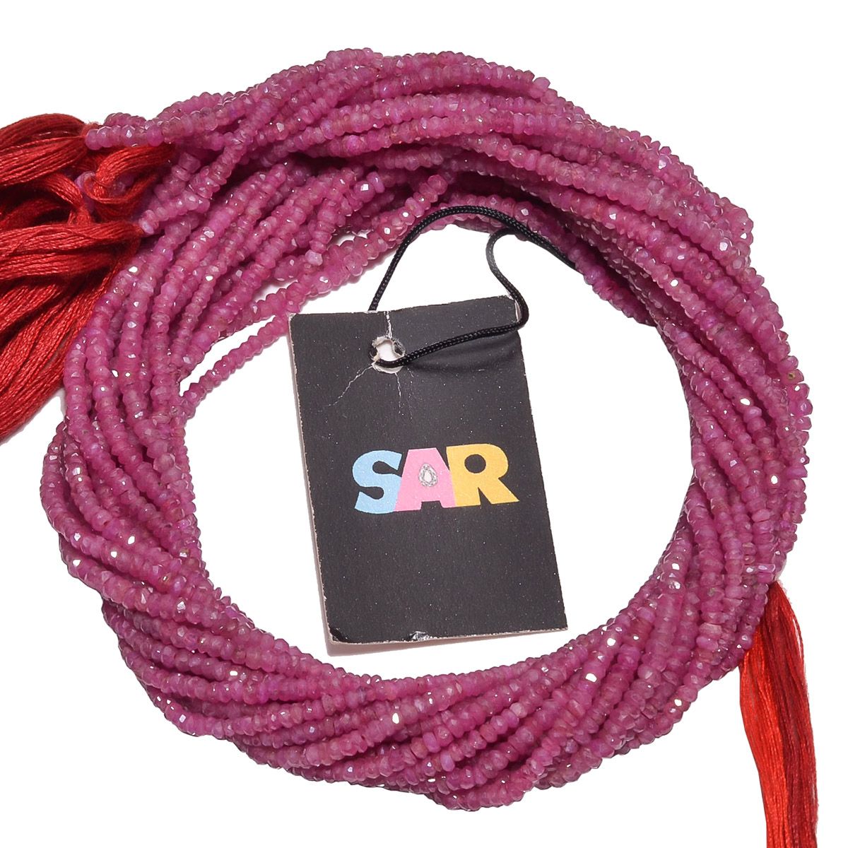 Glass Filled Ruby Faceted Roundel Beads, Ruby Glass Filling (2.5-3mm)