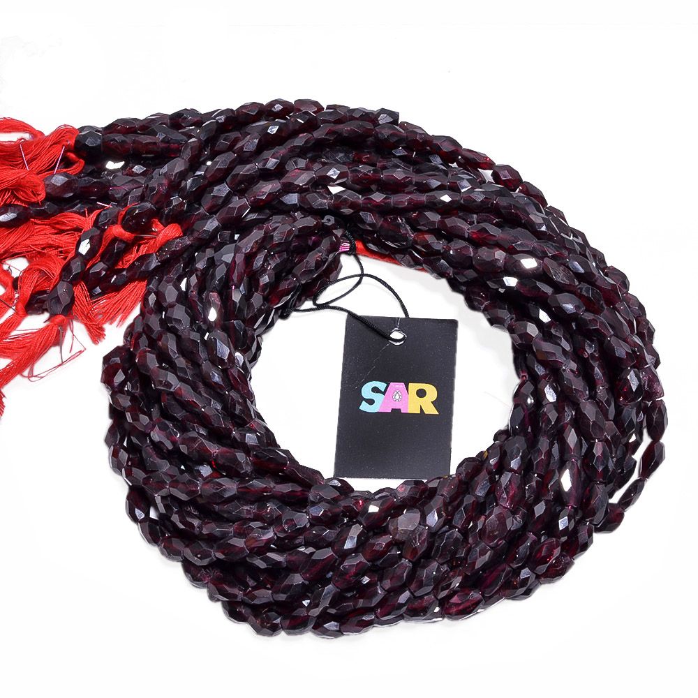 Garnet Oval Shape- 7x5-10x7mm Size Faceted Stone Beads