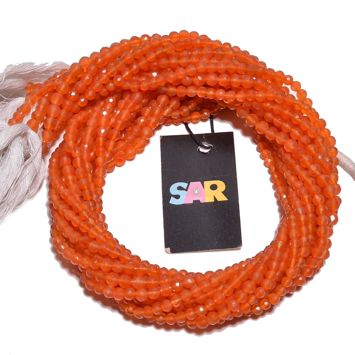 Carnelian Faceted Roundel Beads Strand in 3.5-4.5mm