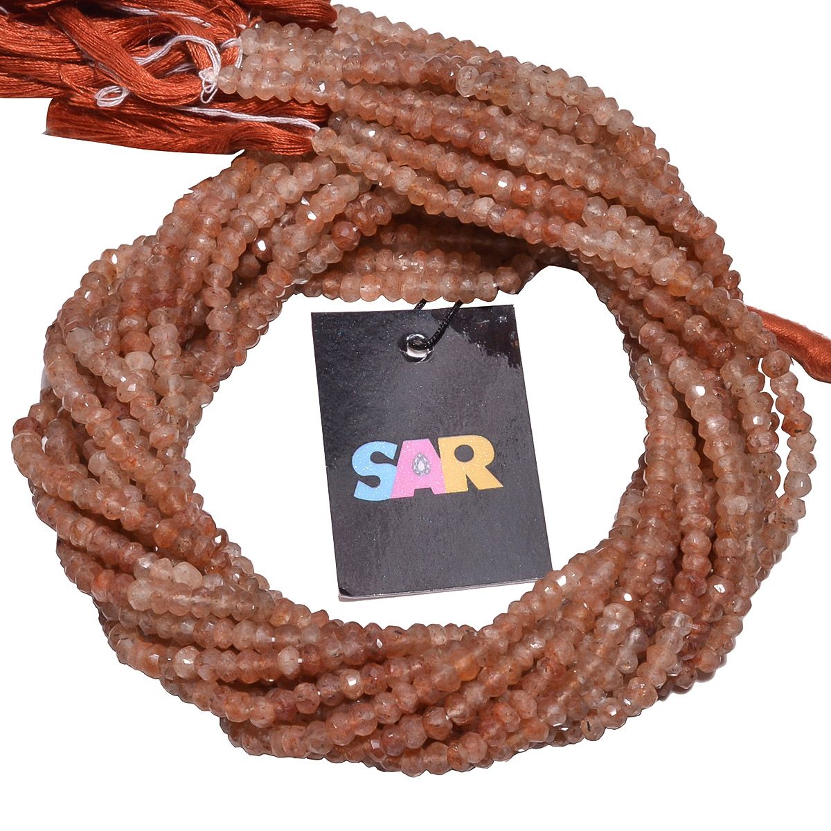 Copper Rutile Quartz Faceted Roundel Beads - Rutilated Quartz (4.5mm)