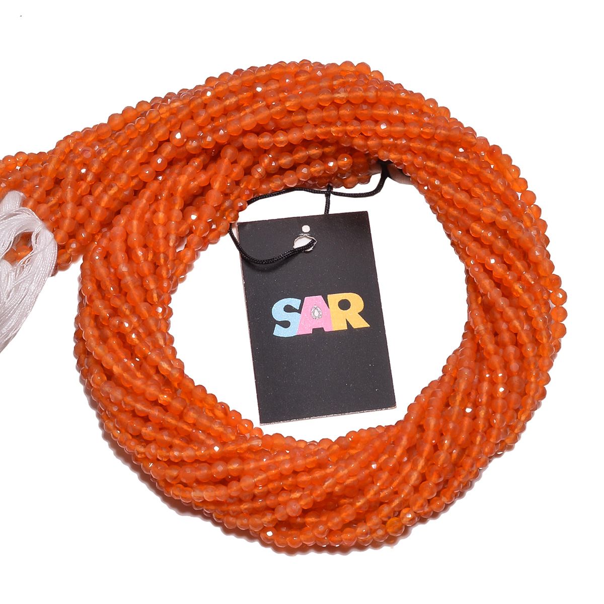 Carnelian Faceted Round Beads Strand, Carnelian 3-3.5mm