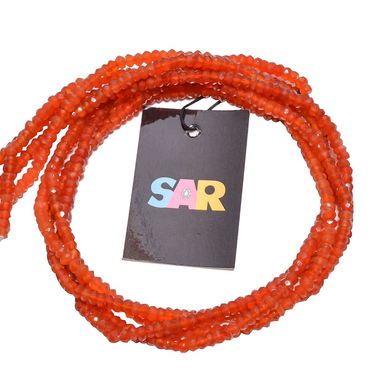 Carnelian Faceted Roundel Beads Strand - Carnelian Dark in 4mm Size