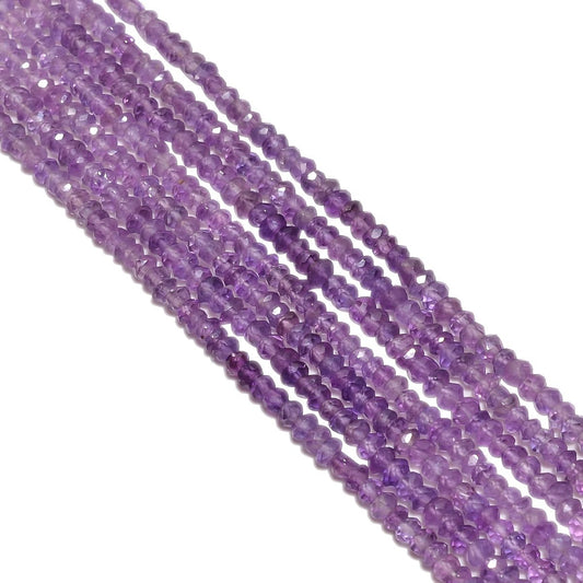 Amethyst Faceted Roundel Beads - Amethyst Semi Precious Stone Beads (Shaded) 3mm)