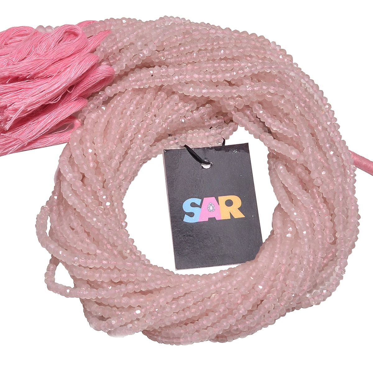 Rose Quartz Faceted Roundel Beads in 3.5mm