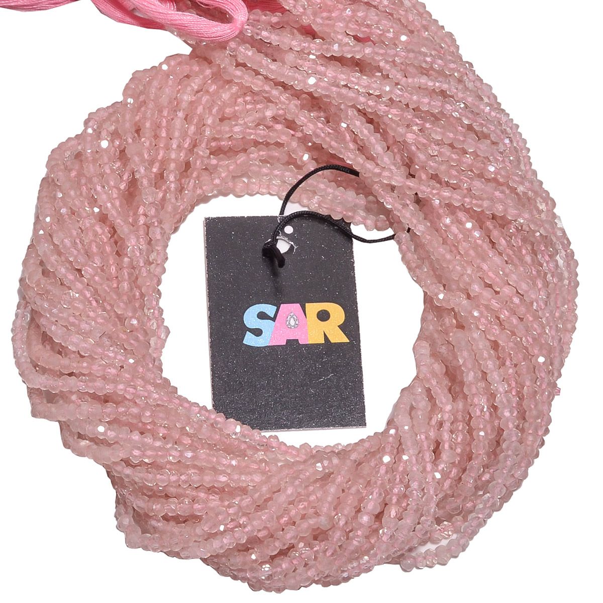 Fine Faceted Rose Quartz Beads - Roundel Beads (2.8-3mm)