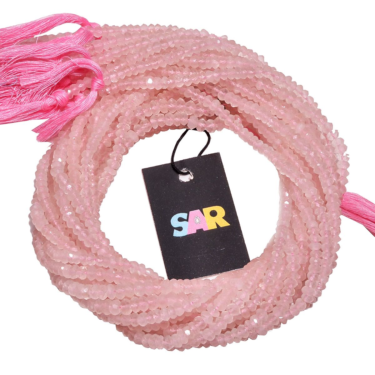 Rose Quartz Faceted Roundel Beads - Rose Quartz 4-5mm