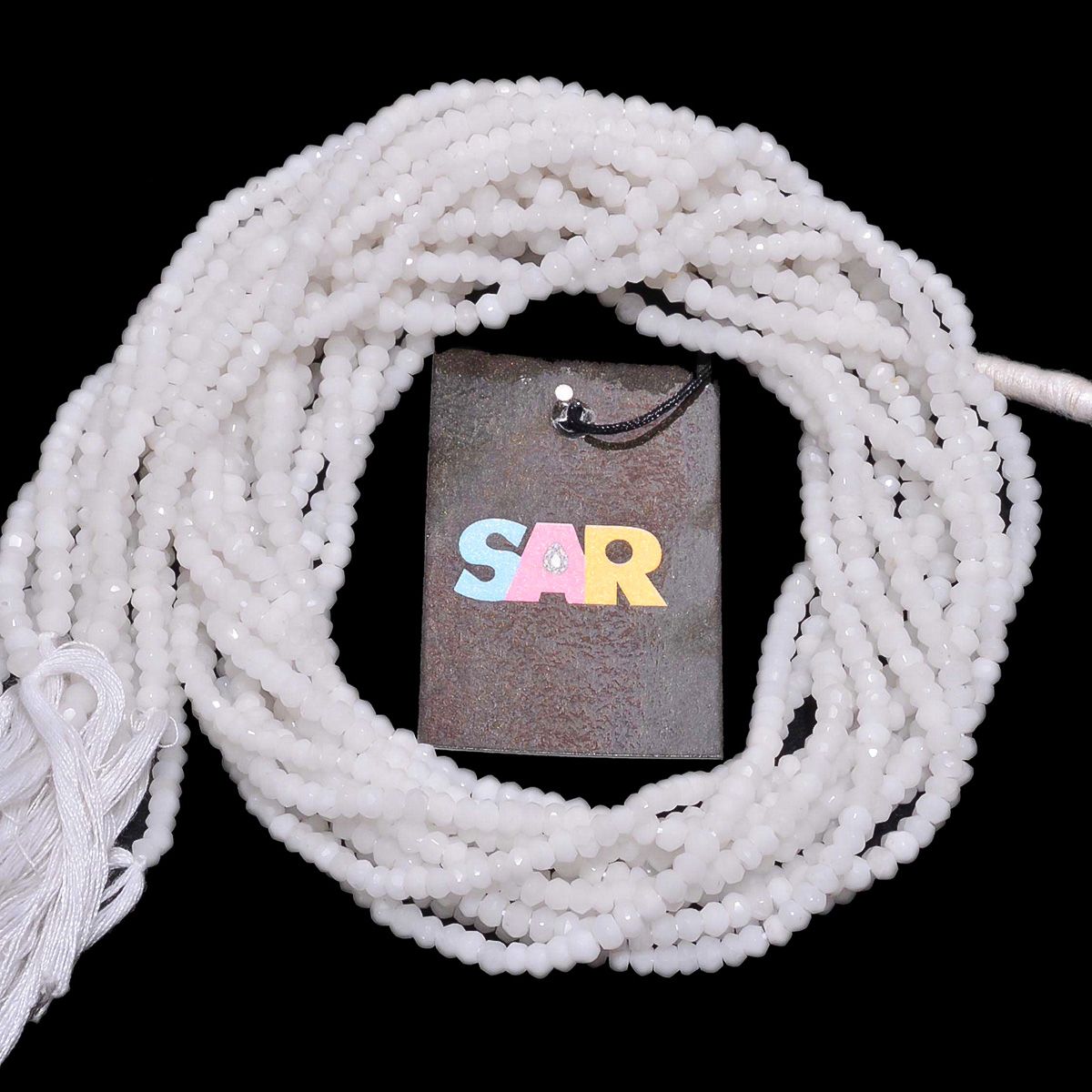 White Agate Faceted Roundel Beads, White Agate Beads Strand (2.5-4mm)