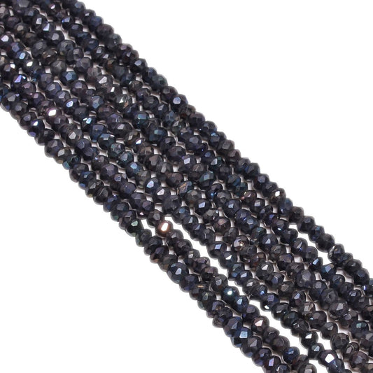 Pyrite Facted Black Coated- Roundel Shape Beads in 3.5-4mm.