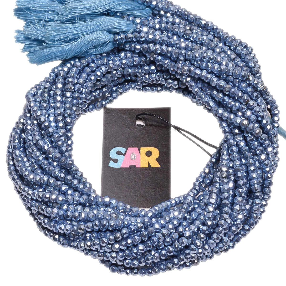 Pyrite Stone Beads-Coated in Sky Blue color,3-4mm Size and Roundel Shape