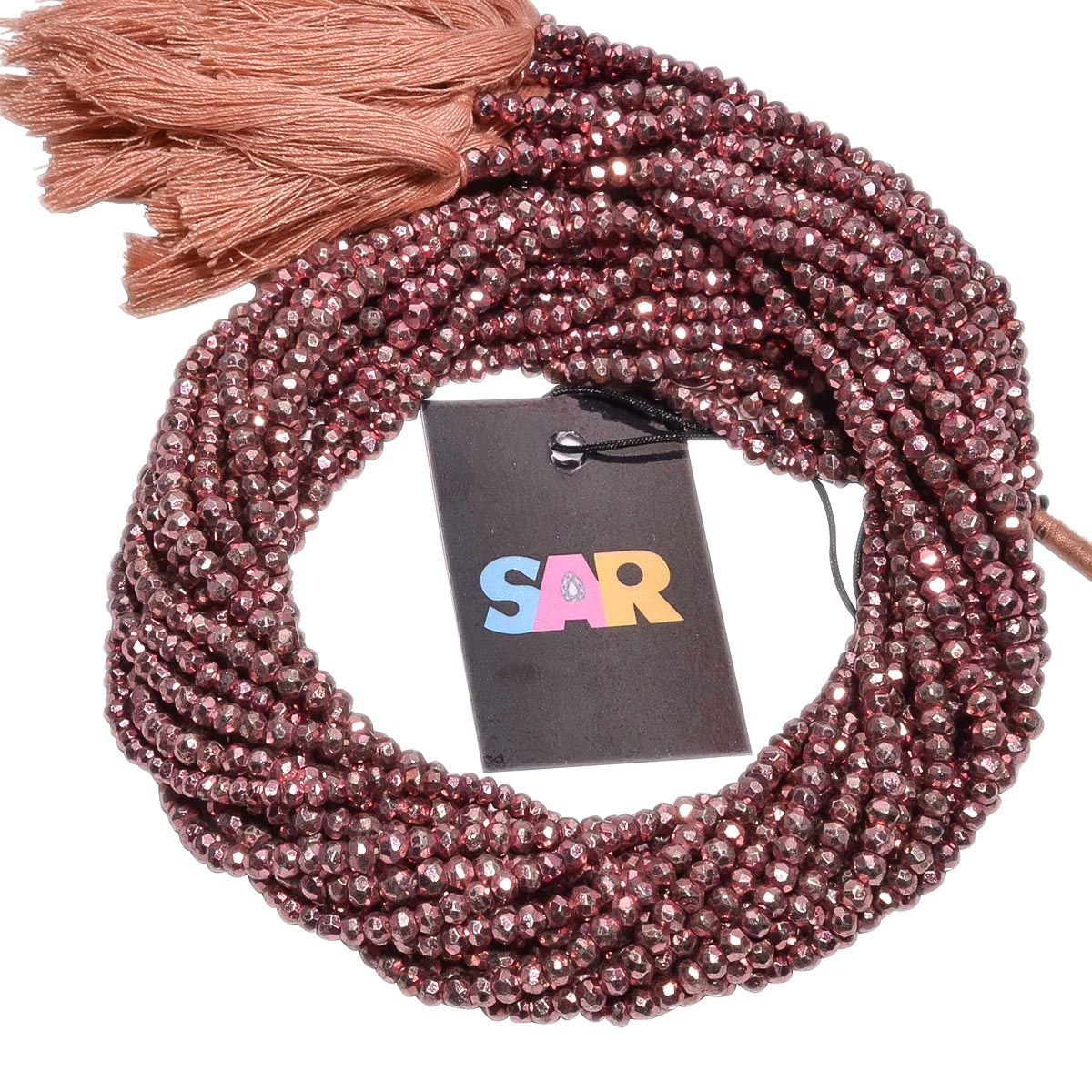 Pyrite Stone Pink Coated Beads, 3-4 mm Size in Roundel Shape