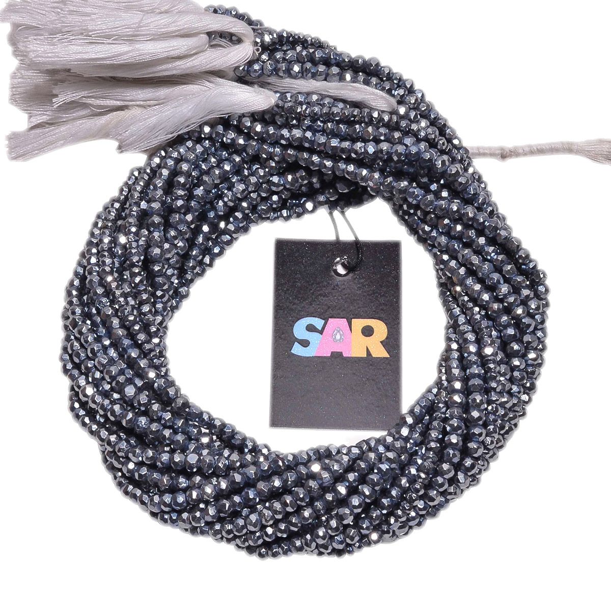 Grey Colory Pyrite Stone Beads in Roundel Shape-Size 3.5-4 mm