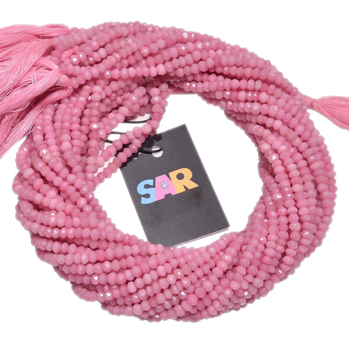 Pink Opal Faceted Roundel Beads - Opal Beads Strand (Dark) 2.5-4mm)