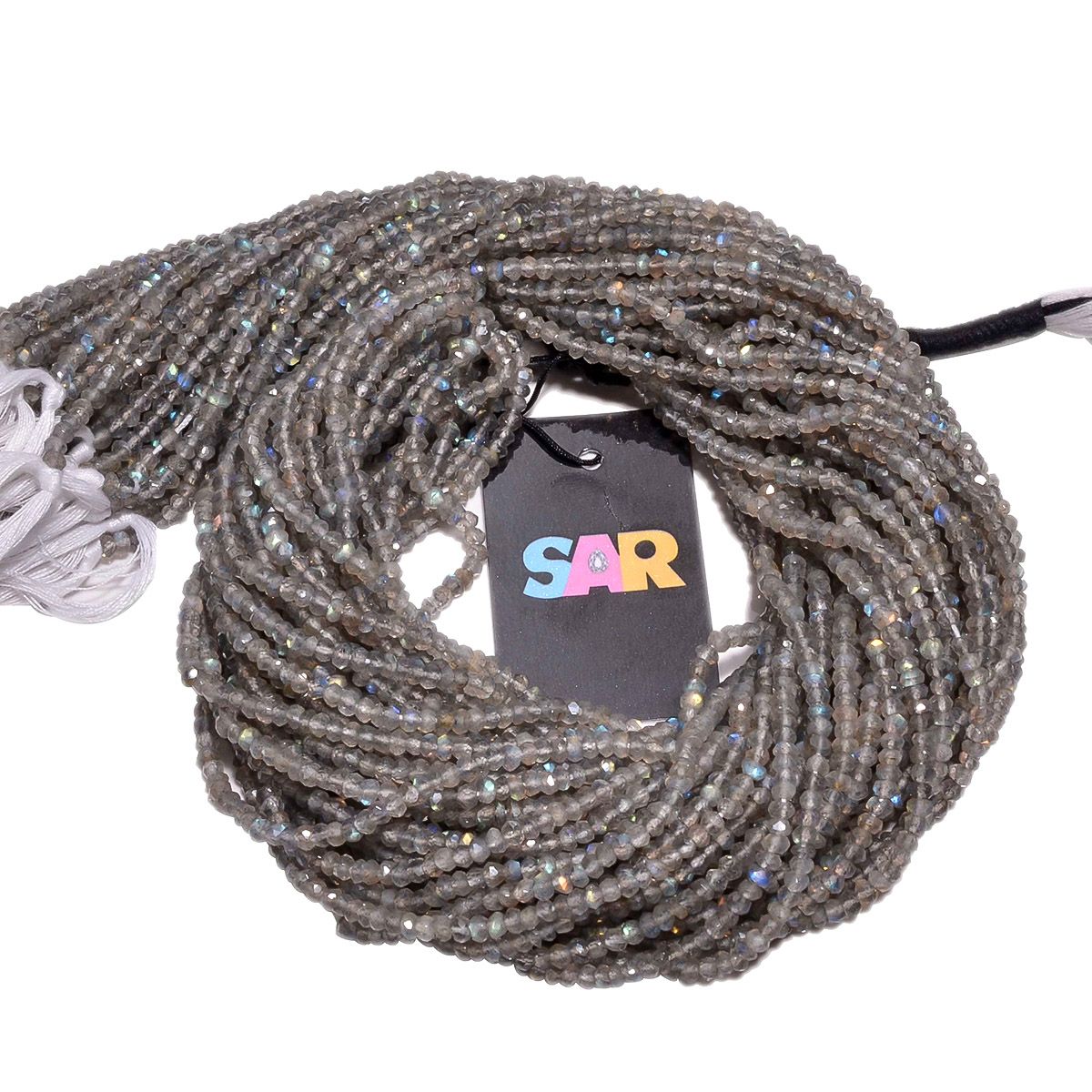 Faceted Roundel Beads Strand in Labradorite Roundel Shape and 3-3.4mm